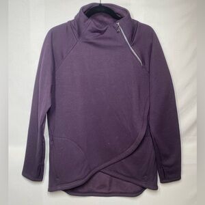 Athleta Cozy Karma Asym Fleece Lined Funnel Neck Long Line Sweatshirt
